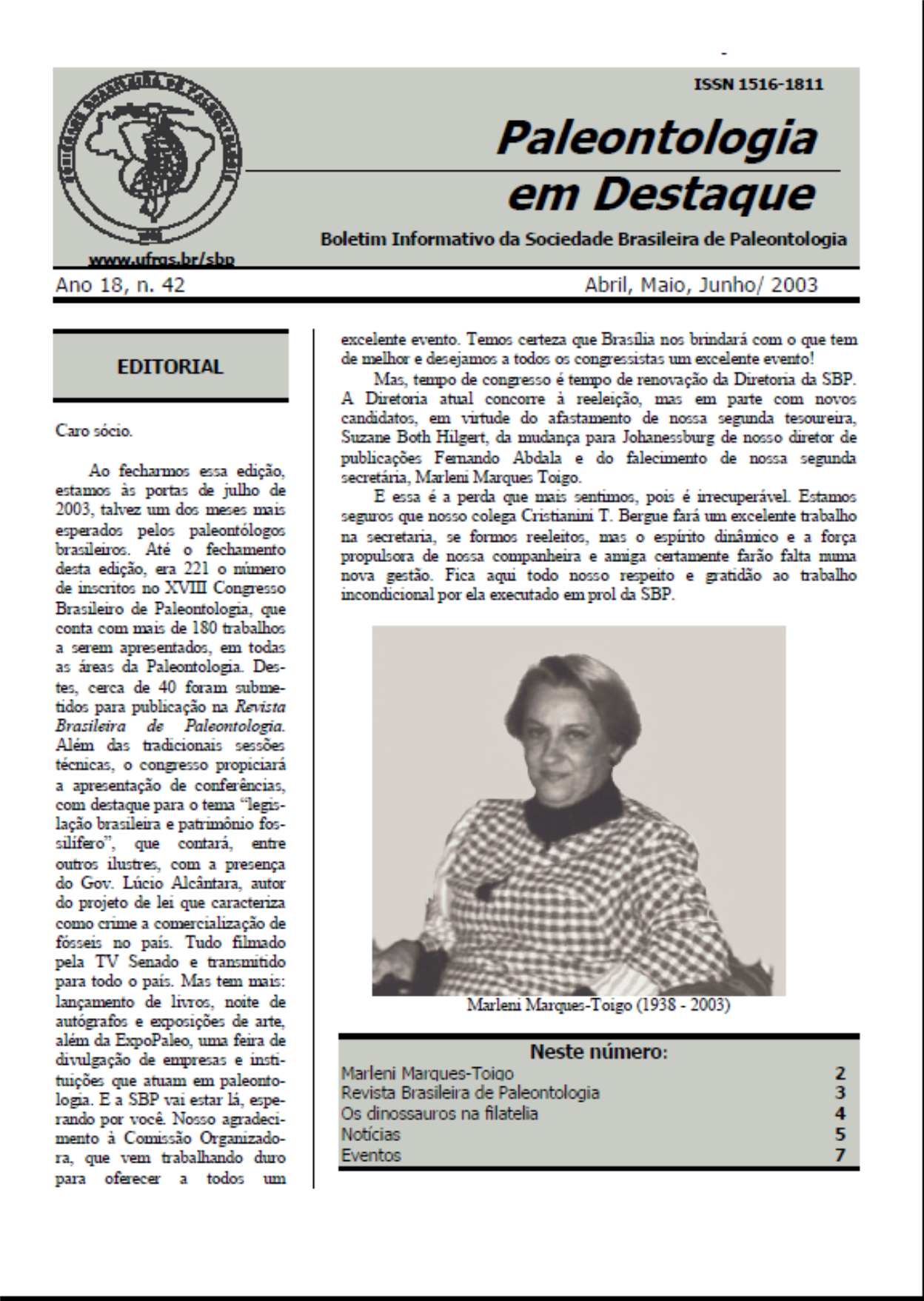 					Ver Vol. 18 Núm. 42 (2003): Boletín de Noticias
				